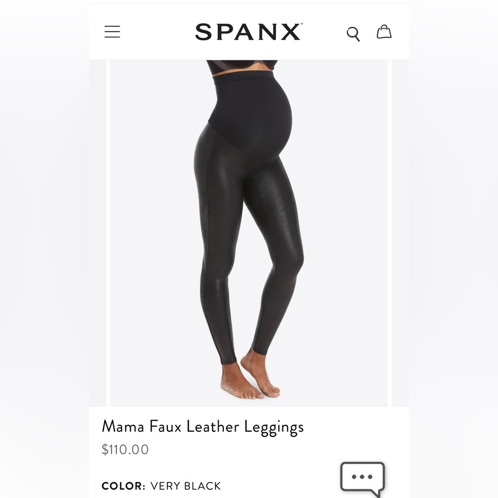 Spanx liquid faux leather leggings Black sz XS NWOT Orig $110